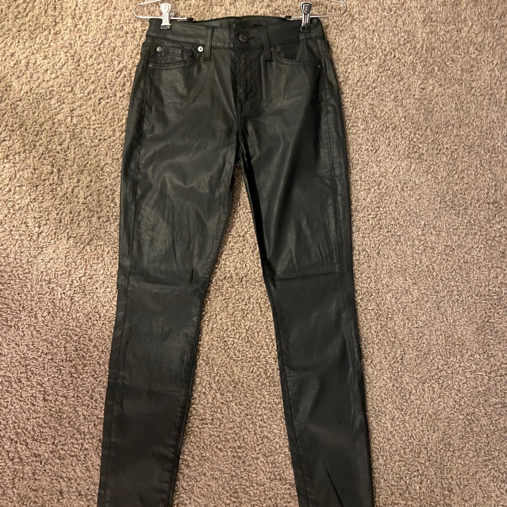 7 For All Mankind Black Metallic Pants Slim Fit Women’s Size 25